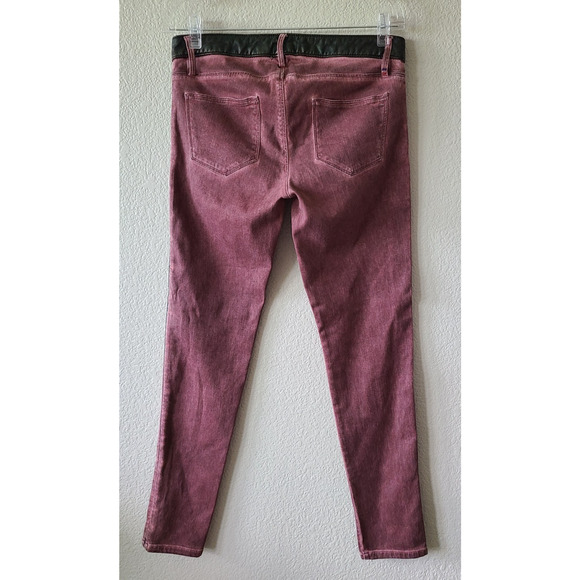 Etienne Marcel Womens Jeans Red Sz 29 x 28.75 Faux Leather Rock Biker Motorcycle - Picture 5 of 13